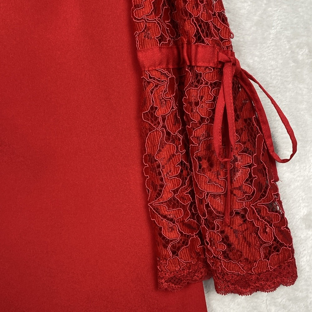 Womens Red Fairy Top Womens Shirt Lace Romantic Holiday dressy NY&C Whimsygoth - Picture 2 of 11